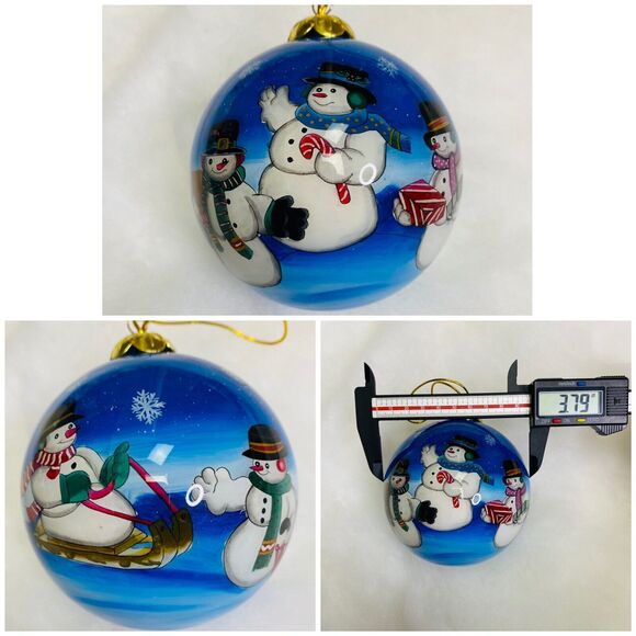 Christmas Holiday Ornaments Glass Inside Art Reversed Hand Painted Peggy Abrams - Picture 9 of 15